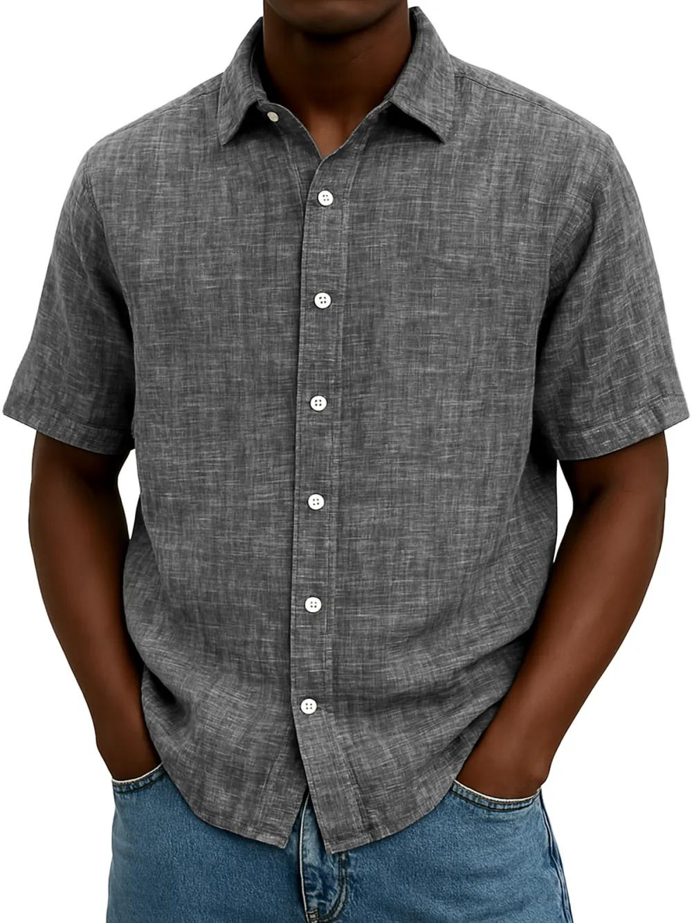 Easy Fit Linen Blend Button Front Shirt