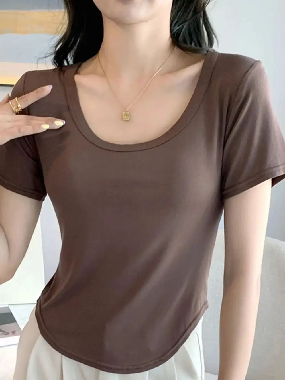 Playful Round-Neck Short-Sleeve T-Shirt