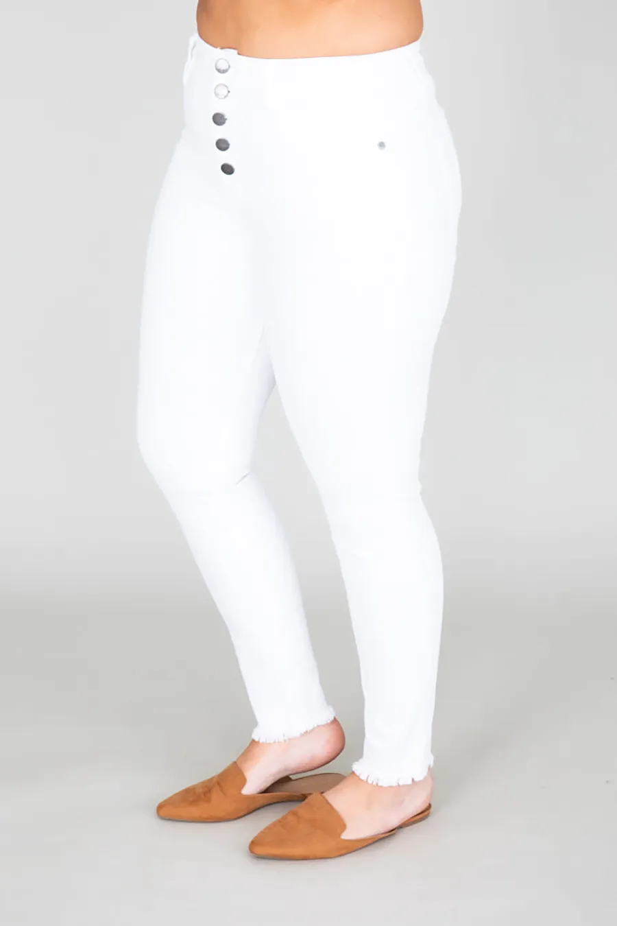 Elegant High Rise White Jeans