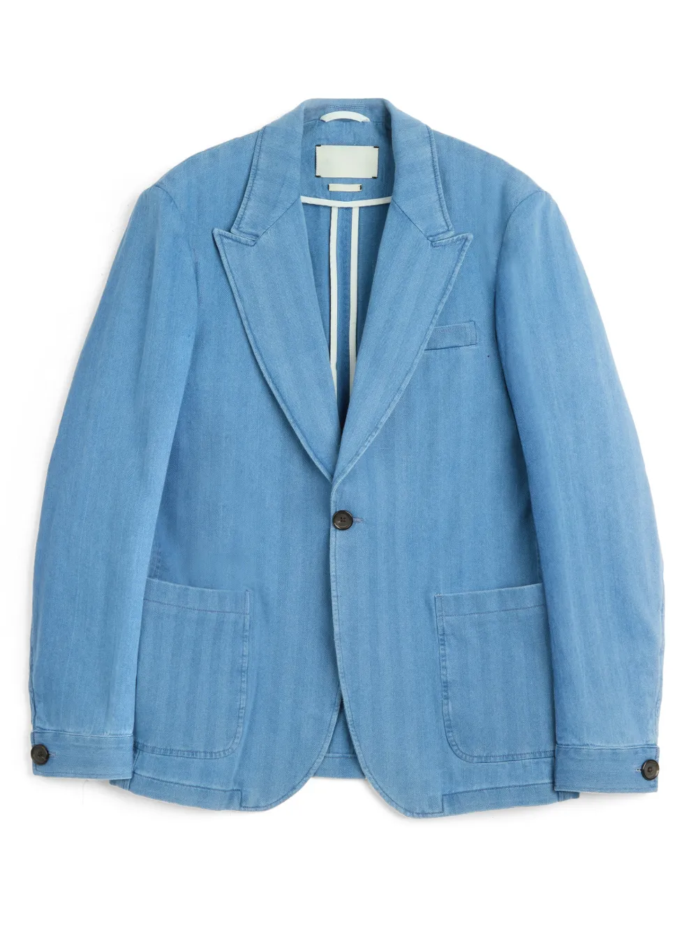 Indigo Casual Style Lapel Cotton Blazer