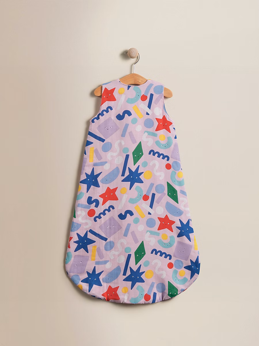 Pink Geometric Cotton Sleeping Bag - 0.5 Tog detail 1