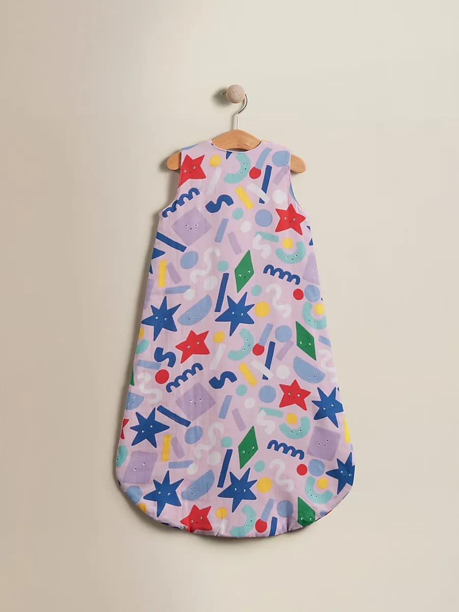 Pink Geometric Cotton Sleeping Bag - 0.5 Tog