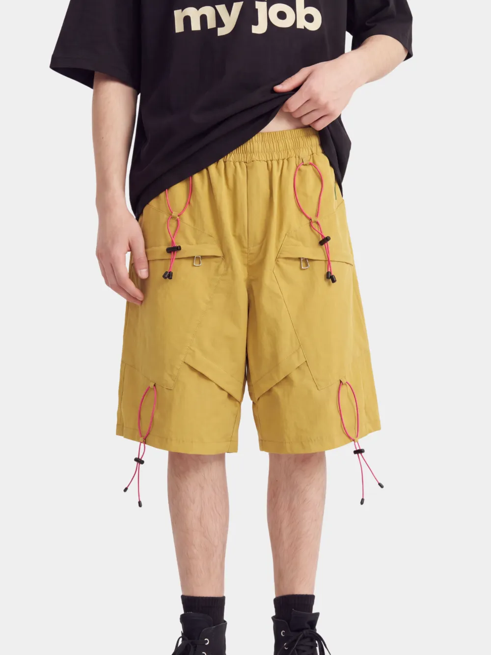 Elastic Waist Stretch Utility Casual Shorts