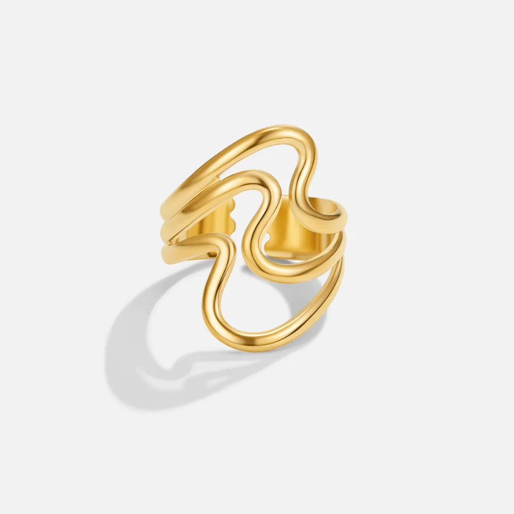 Modern Wave Adjustable Ring