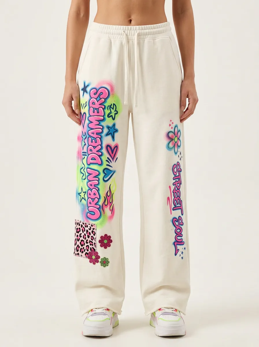Women's Street Style Urban Dreamers Graffiti Leopard Printed Sweatpants