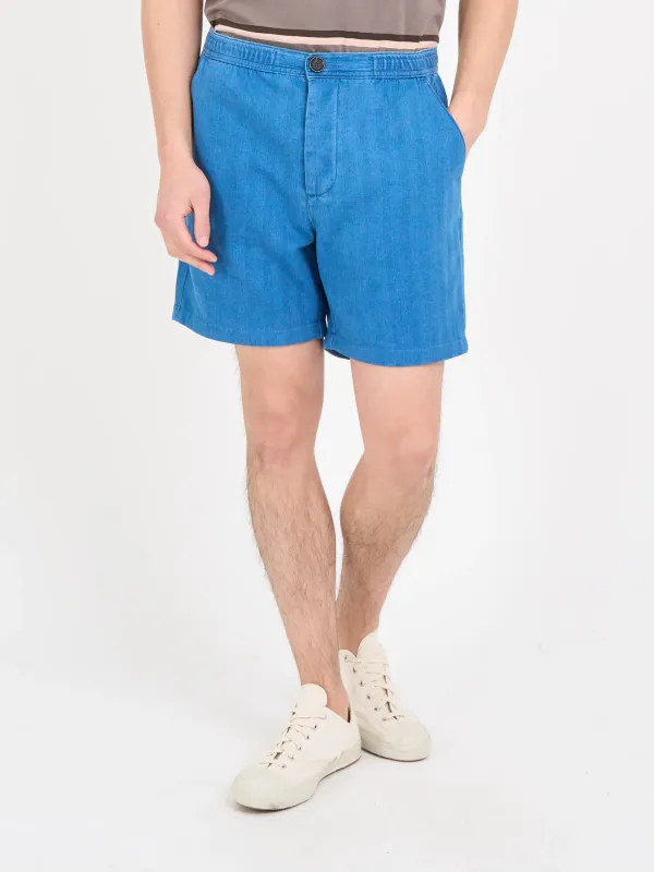 Indigo Straight-Leg Cotton Shorts