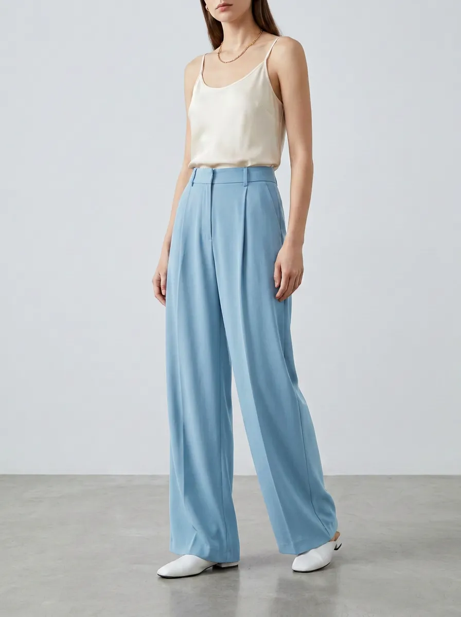 Pleated Relaxed Women's Wide-Leg Trousers