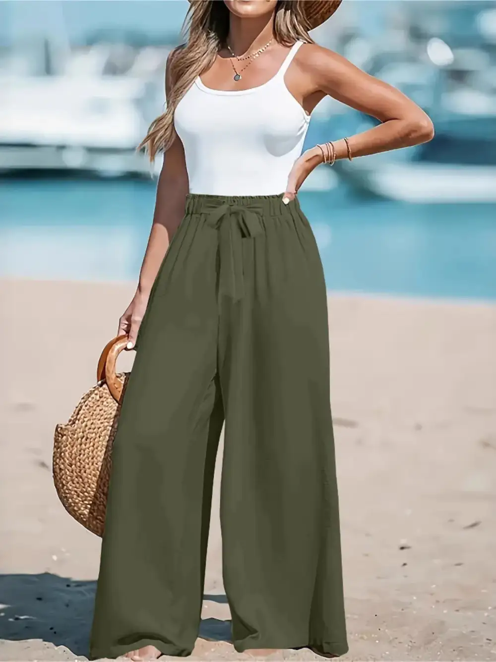 Wide Leg Drawstring Everyday Versatile Pants