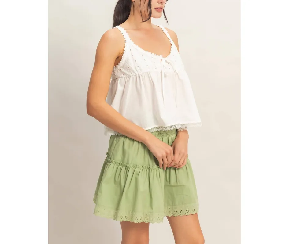 Scalloped Lace Trim Tank Top