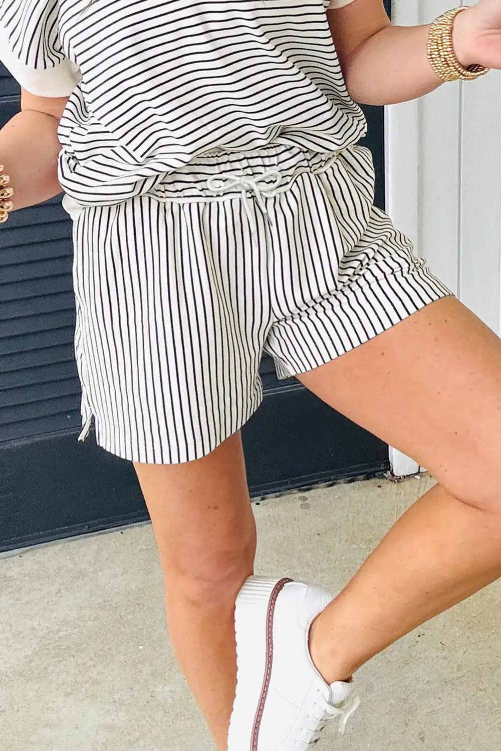 Stripe Relaxed Shorts Lounge Set Layer