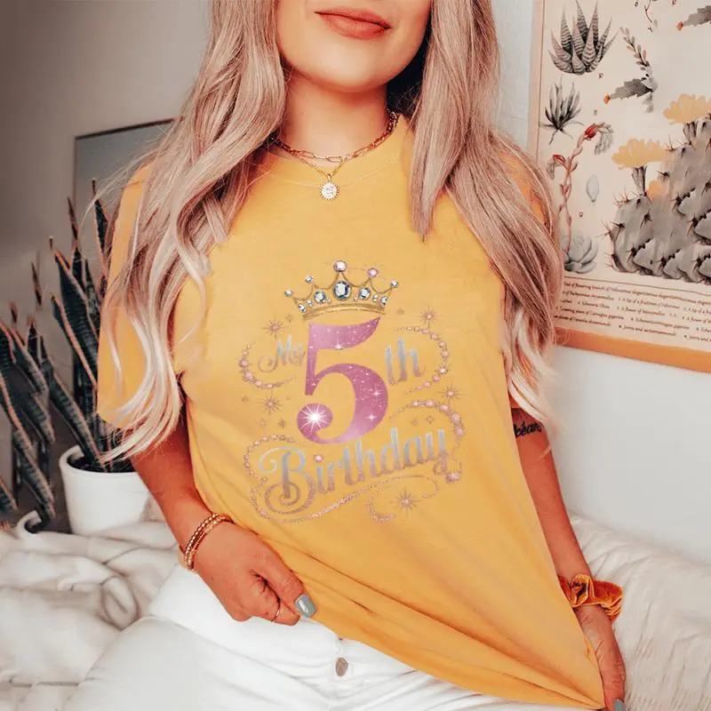5 Birthday 5Th Birthday Girl 5 Year Old Birthday Girl Women's Oversized Comfort T-Shirt