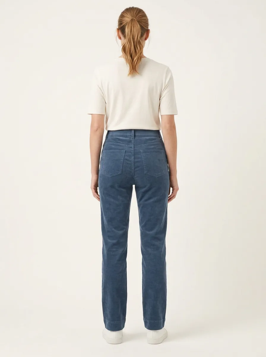Women's Patterned-Pocket Dual-Button Corduroy Straight-Leg Pants