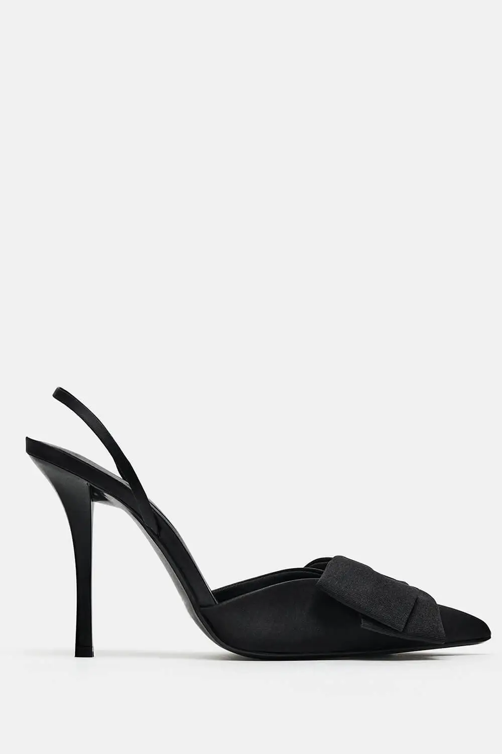 Bow Satin Pointed Toe Slingback