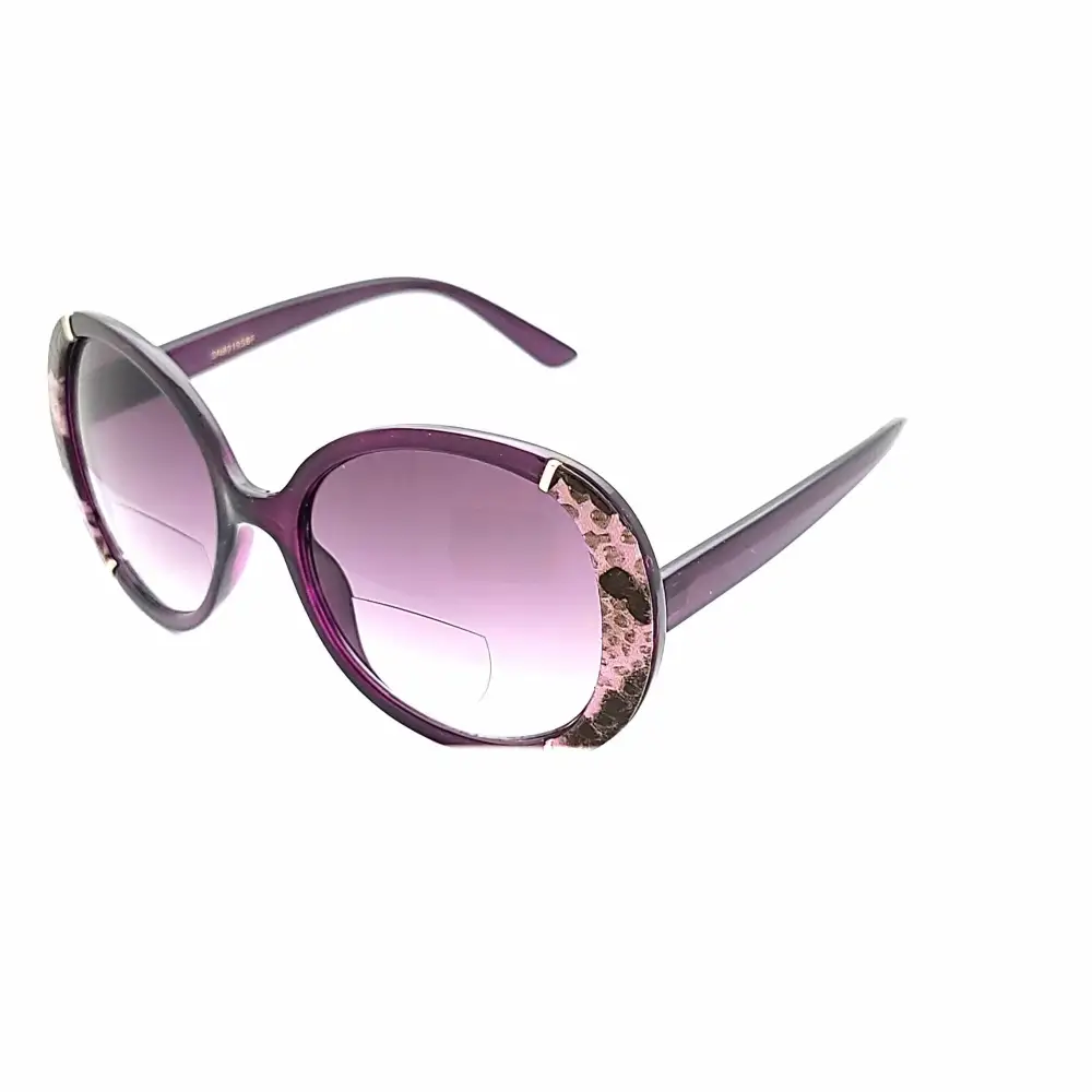 Women's Large Snake Print Round Bifocal Reading Sunglasses