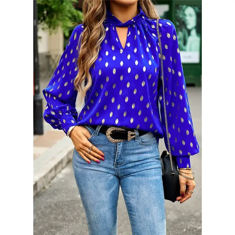 Women's Openwork Long-Sleeve Relaxed Blouse