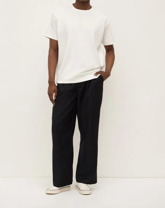Black Wool Pleated Trousers