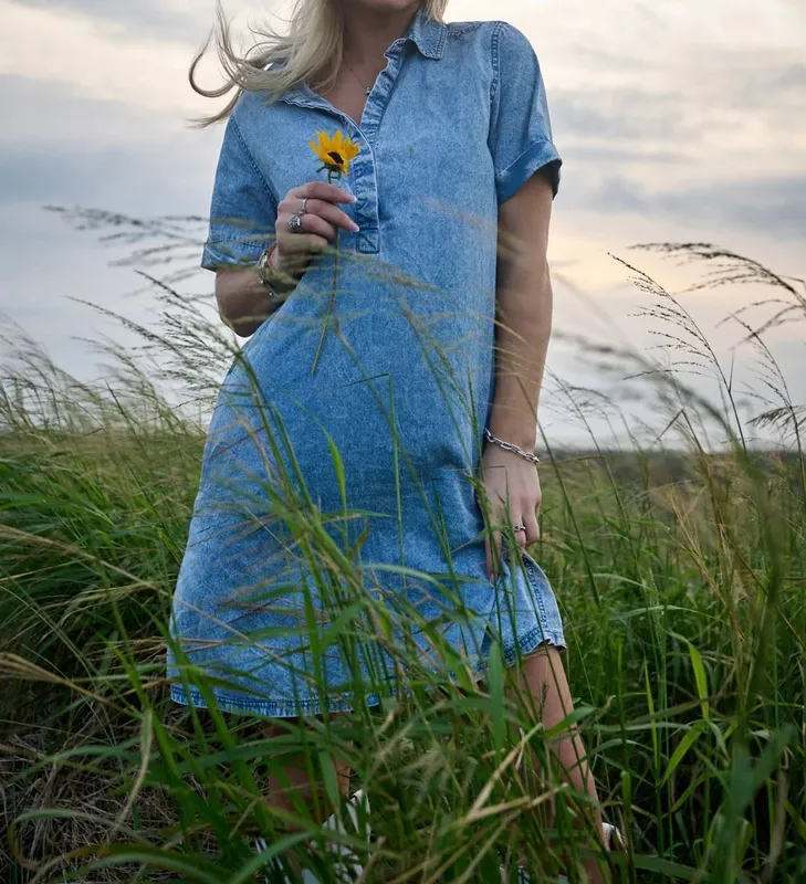Denim Button Front Dress