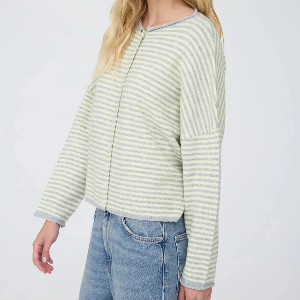 Button Front Striped Cardigan