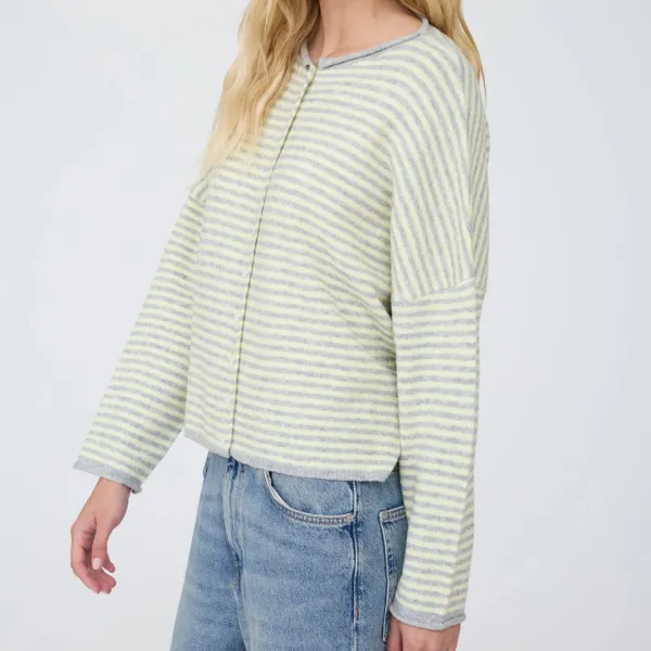 Button Front Striped Cardigan