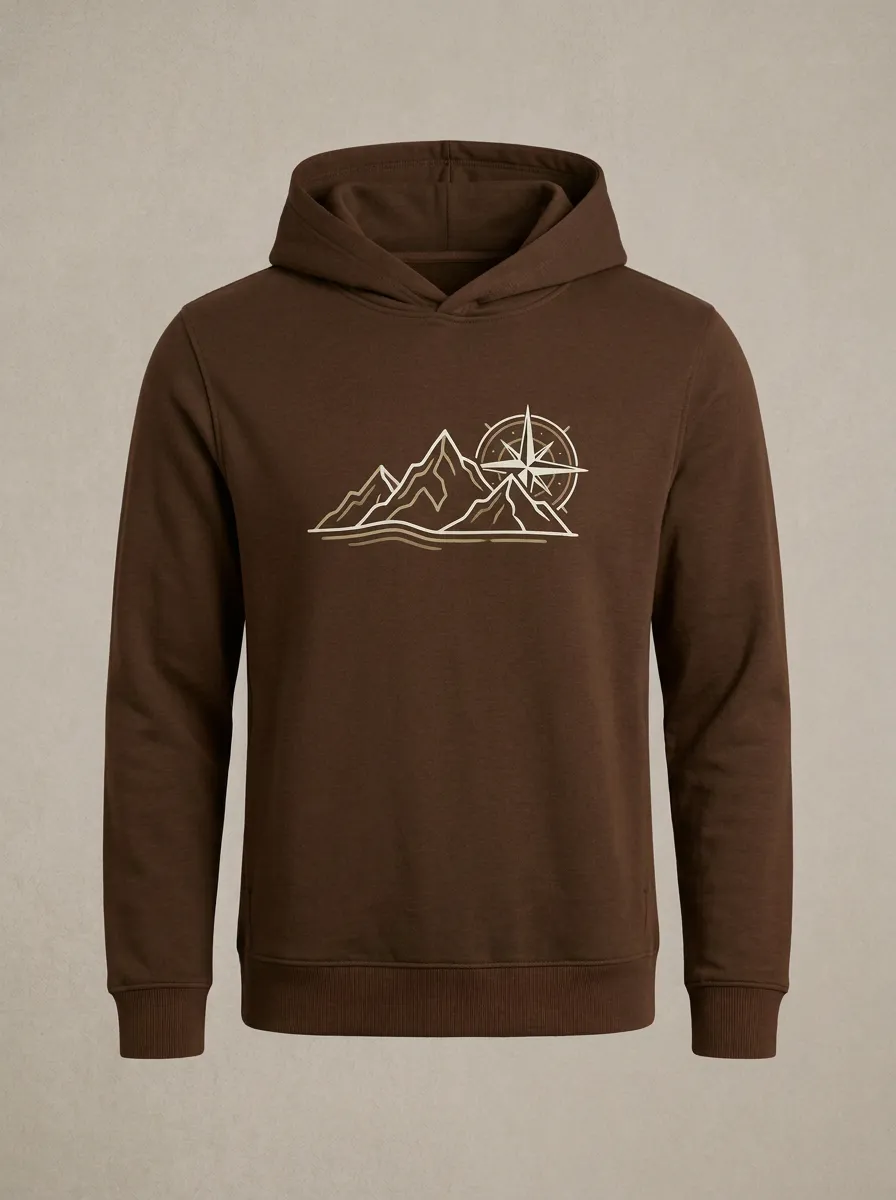 Men's Mountain Compass Graphic Pullover Crossover-Neck Hoodie
