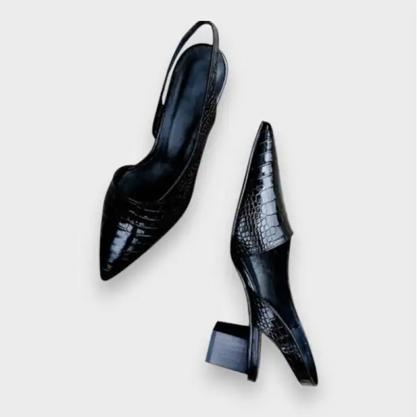 Patent Block Heel Pointed Toe Classic Pumps