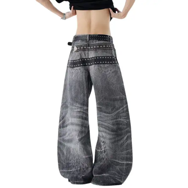 Barrel Leg Stud Detail Denim Jeans