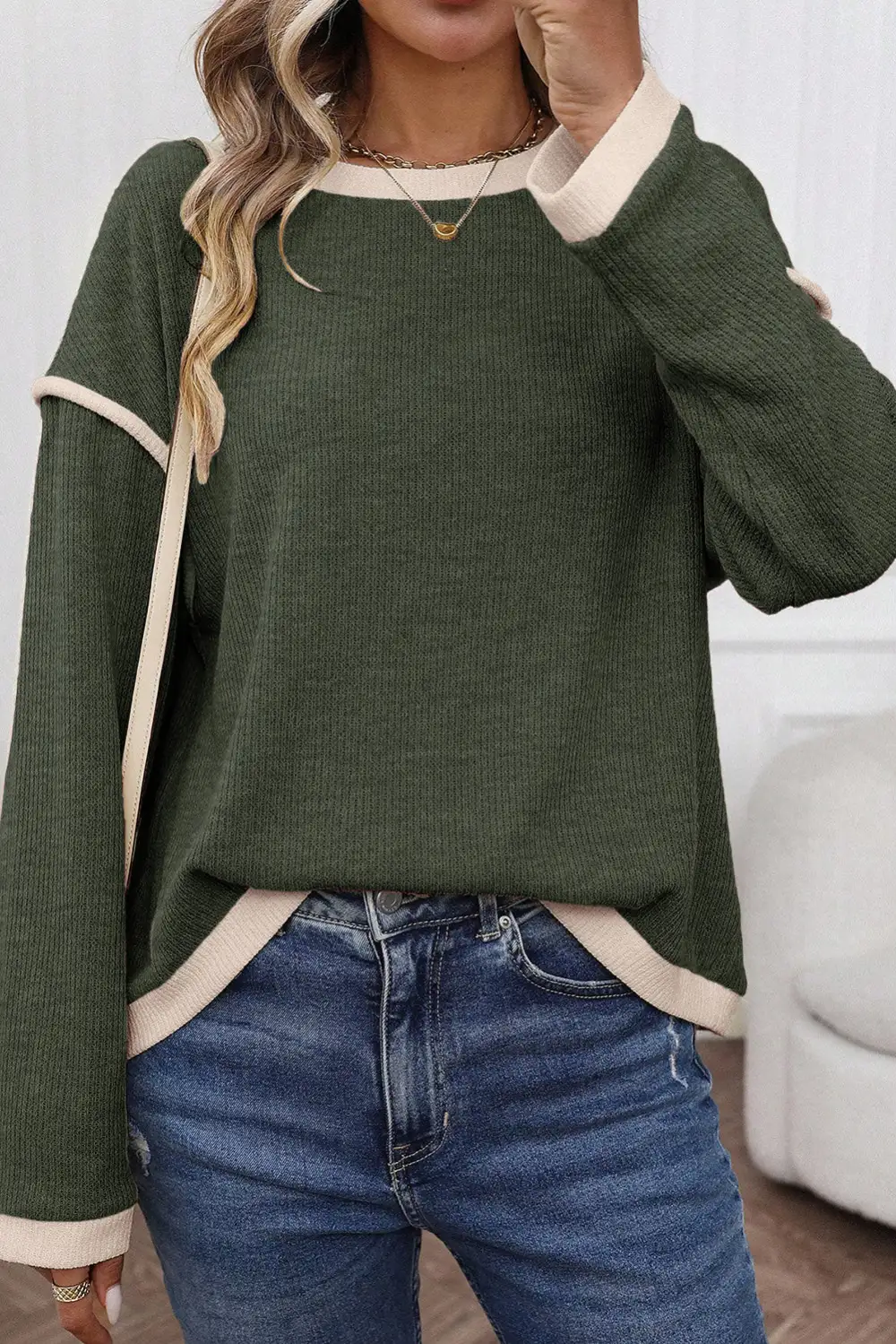 Women's Knit Drop Shoulder Loose Fit Top
