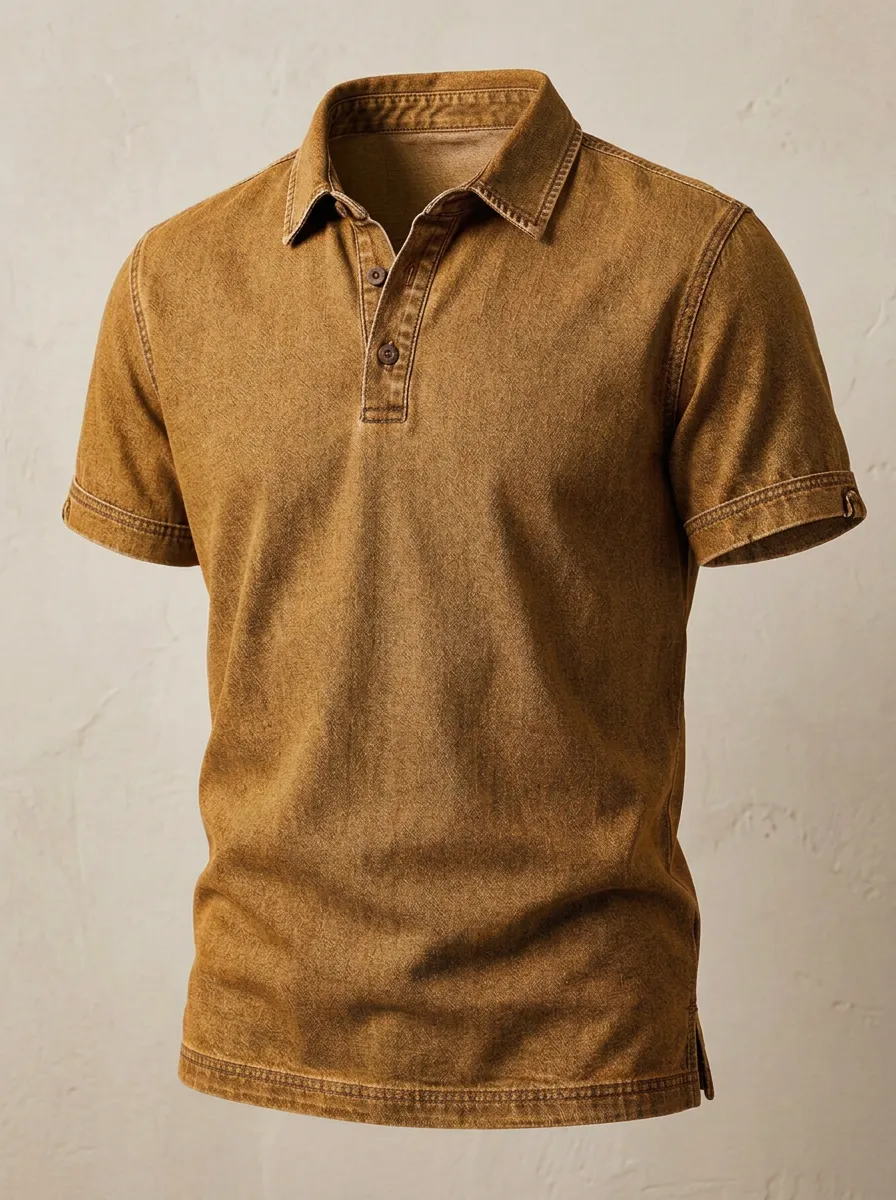 Detail Vintage-Inspired Men's Polo Shirt