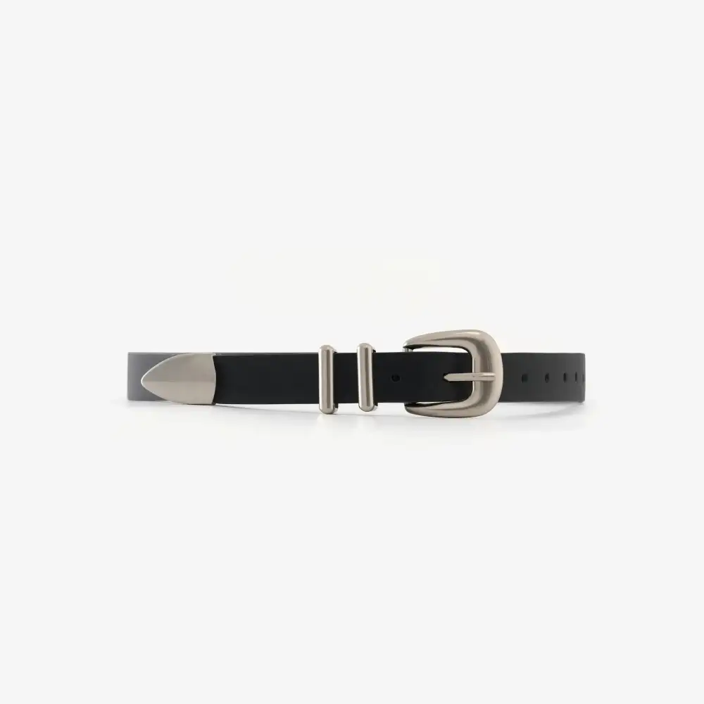 Slim Metal Buckle Leather Belt