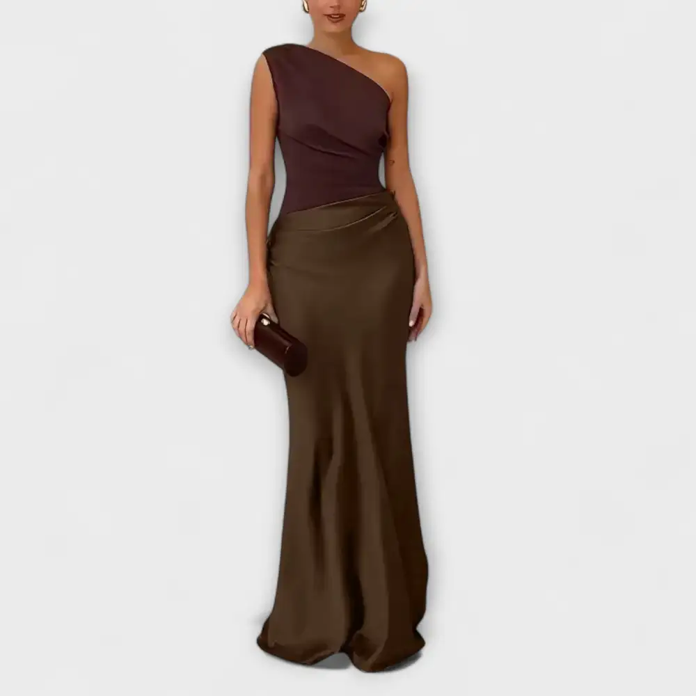 Pleated One Shoulder Maxi Dress