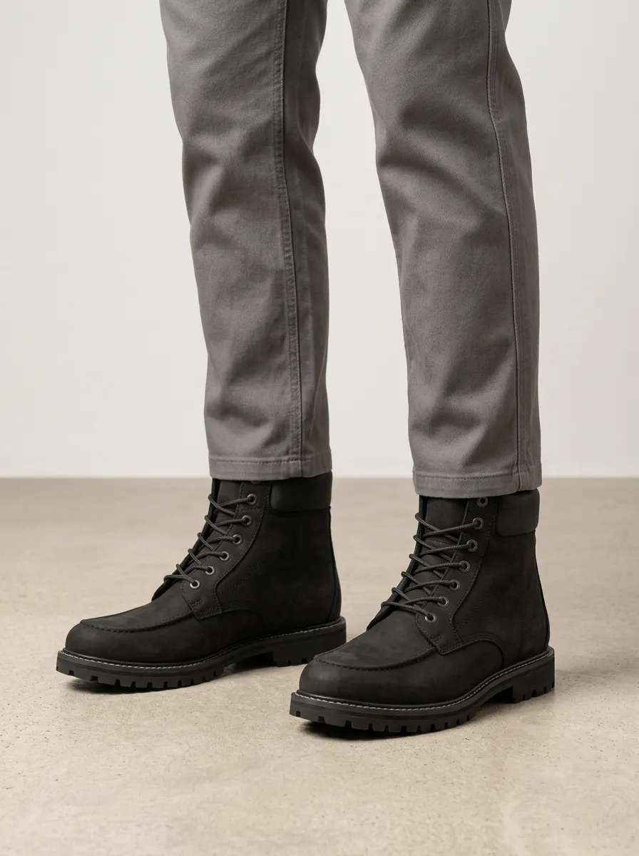 Unisex Modern Leather Lace-Up Work Boots
