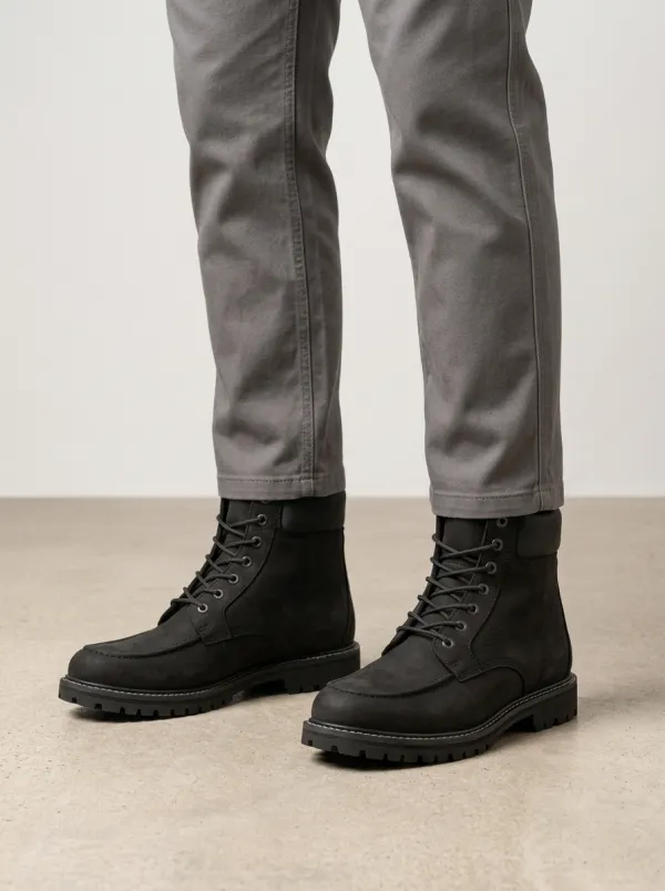 Unisex Modern Leather Lace-Up Work Boots