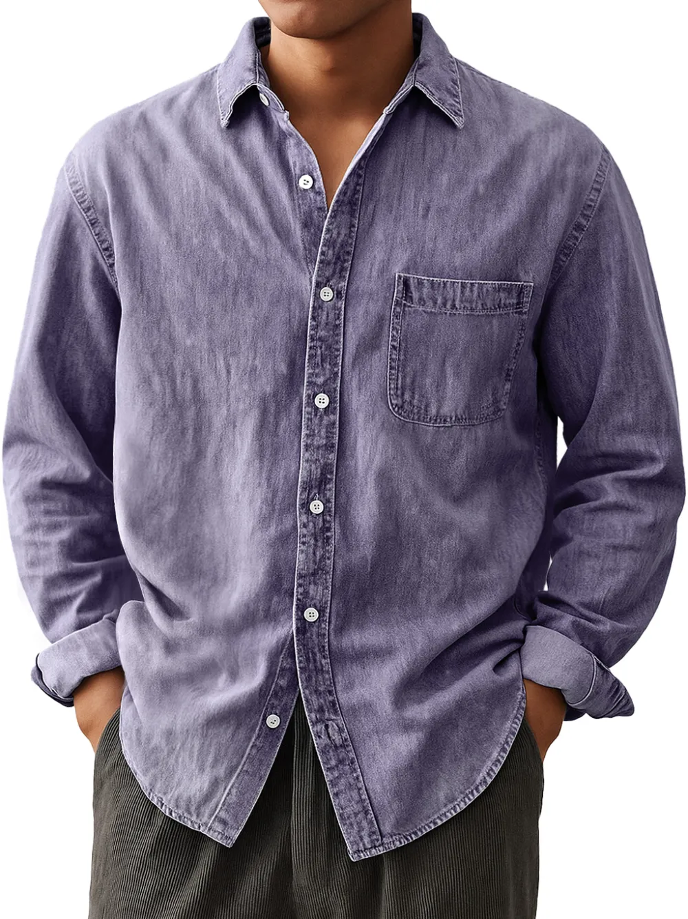 Garment Washed Camp Collar Pocket Shirt
