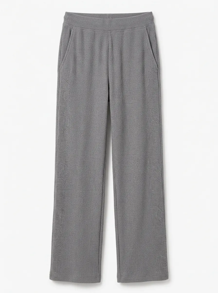 Women's Geometric Pattern Stripe Detail Waffle Lounge Pants