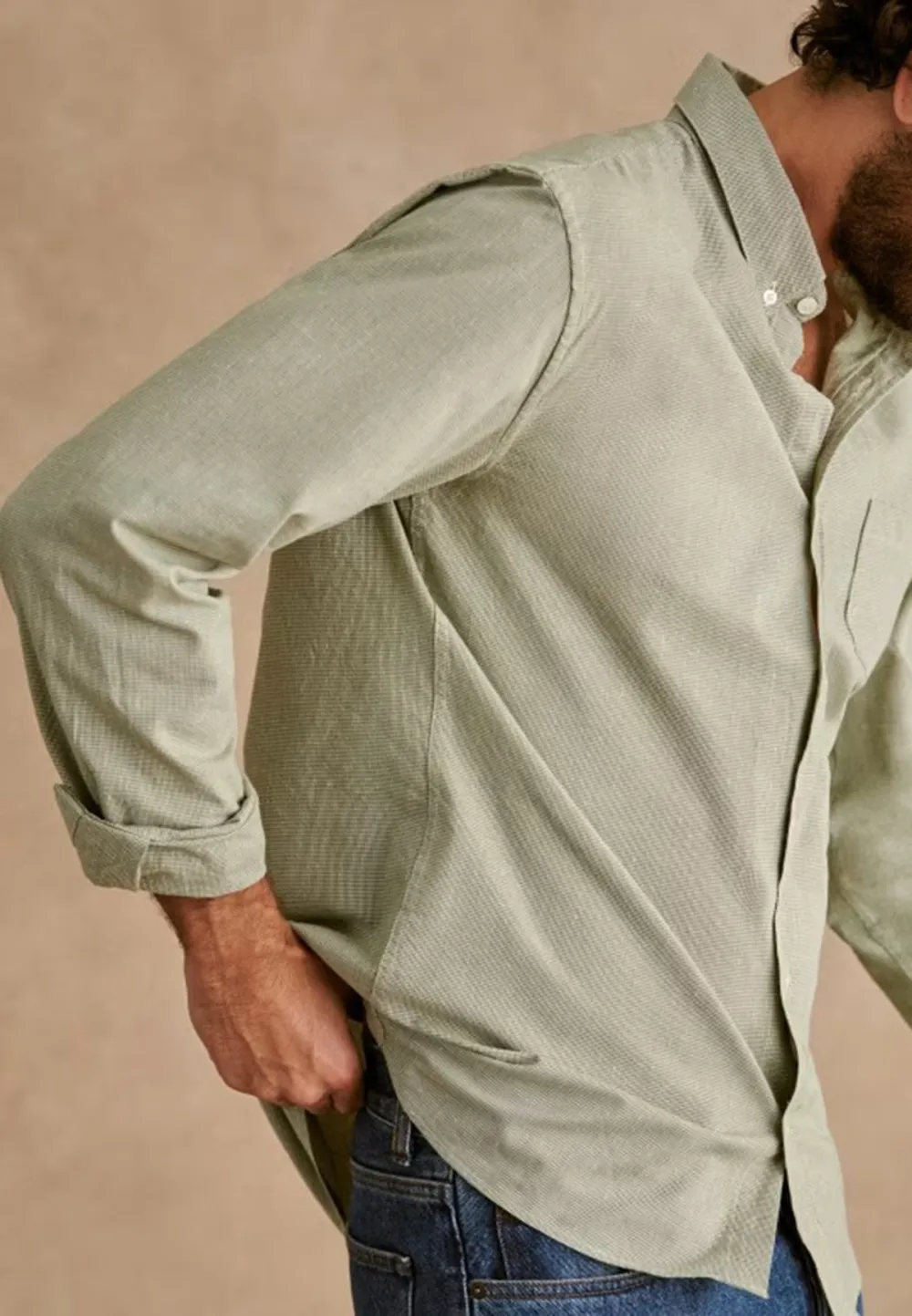 Light Green Houndstooth Pattern Button Up Shirt