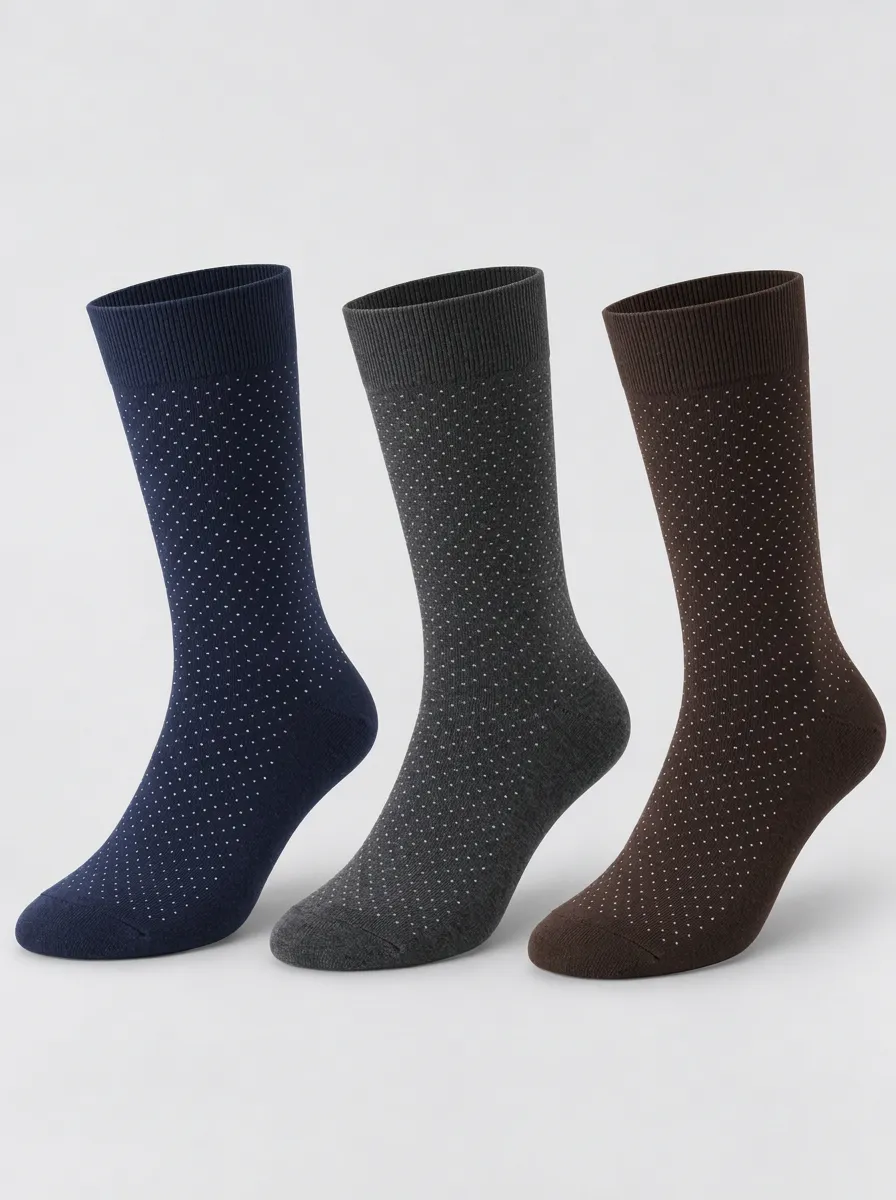 Men's Ridge Business Casual Polka Dot Printed Socks 3-Pack