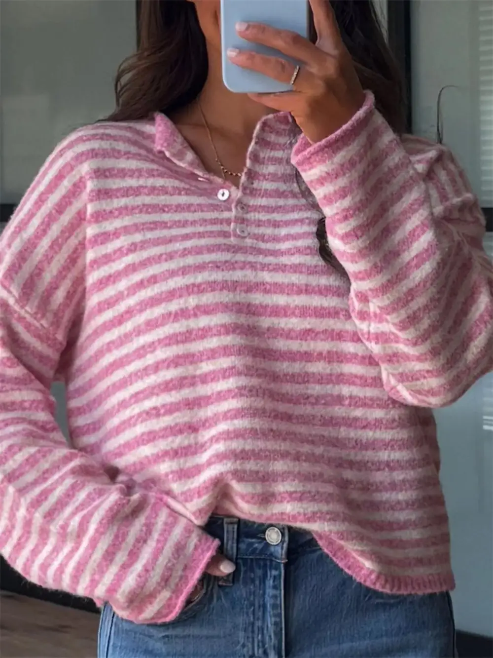 Modern Drop Shoulder Striped Sweater