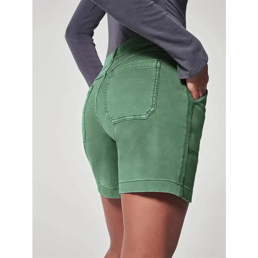 Pocketed Washed Denim Shorts