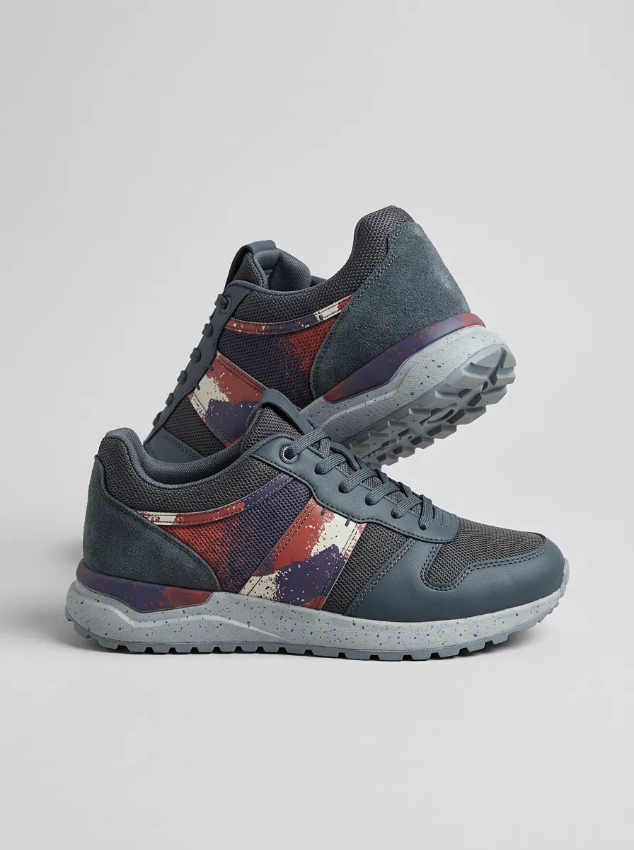 Men's Casual Streetwear Abstract Camo Printed Sneakers