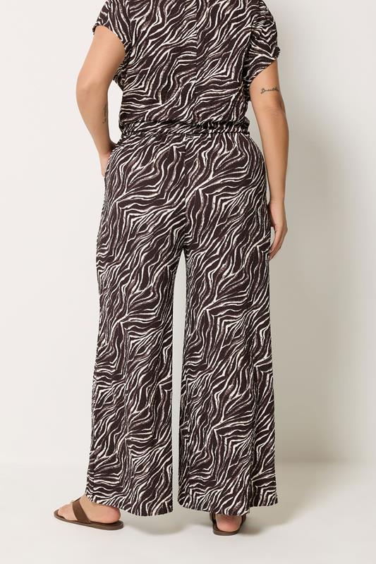 Brown Zebra Crinkle Wide Leg Trousers detail 2