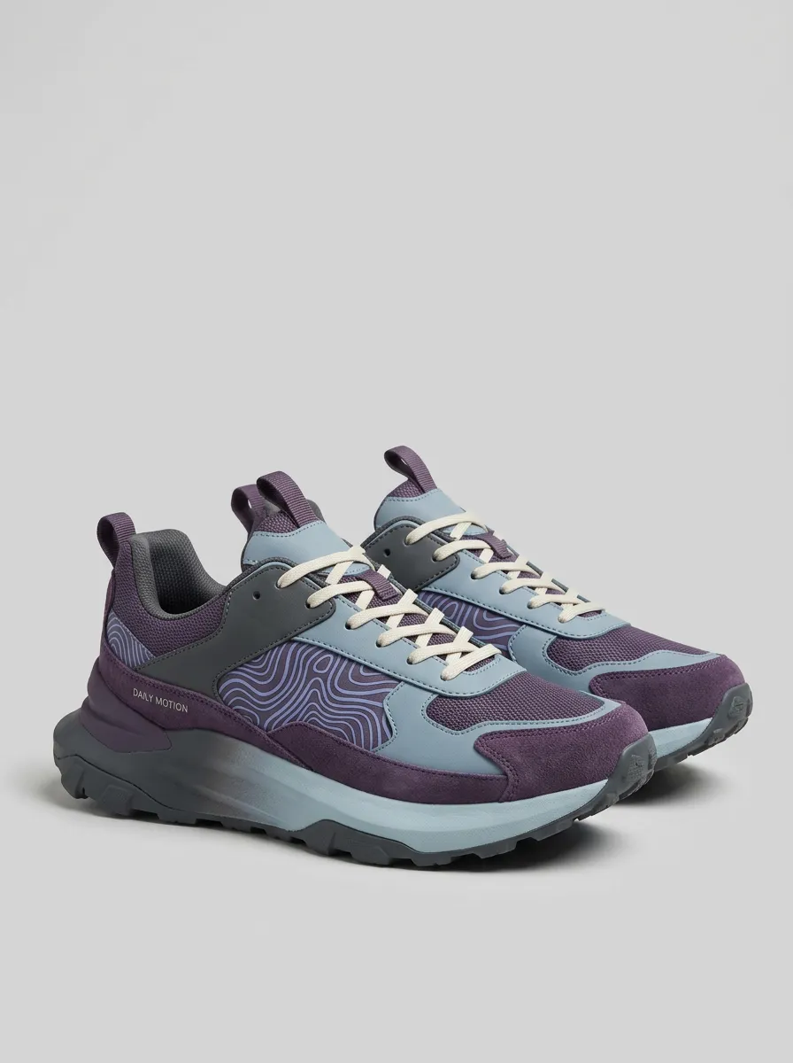 Panelled Topographic Casual Sneakers