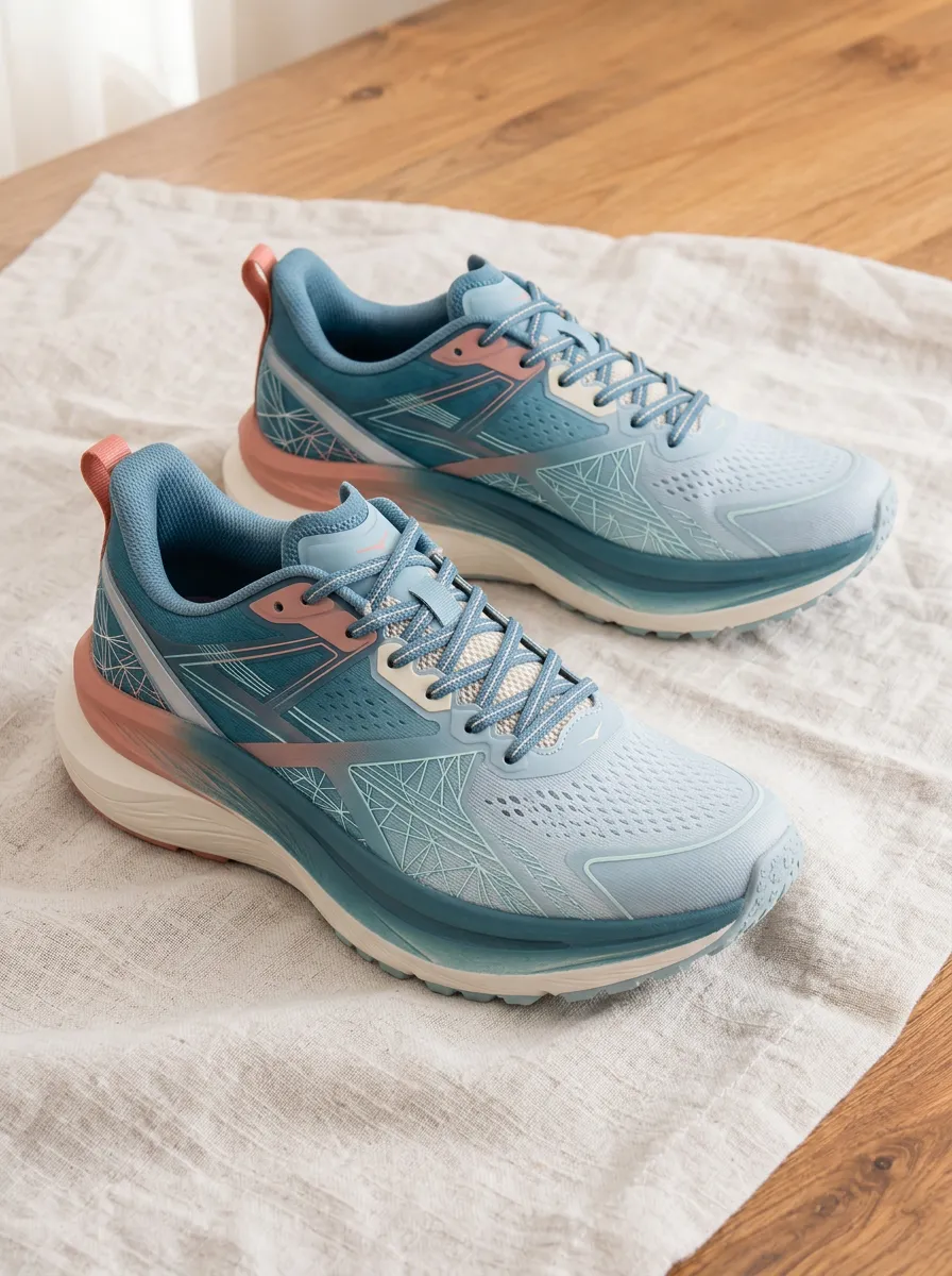 Women's Geometric Pattern Blue Pink Printed Running Shoes