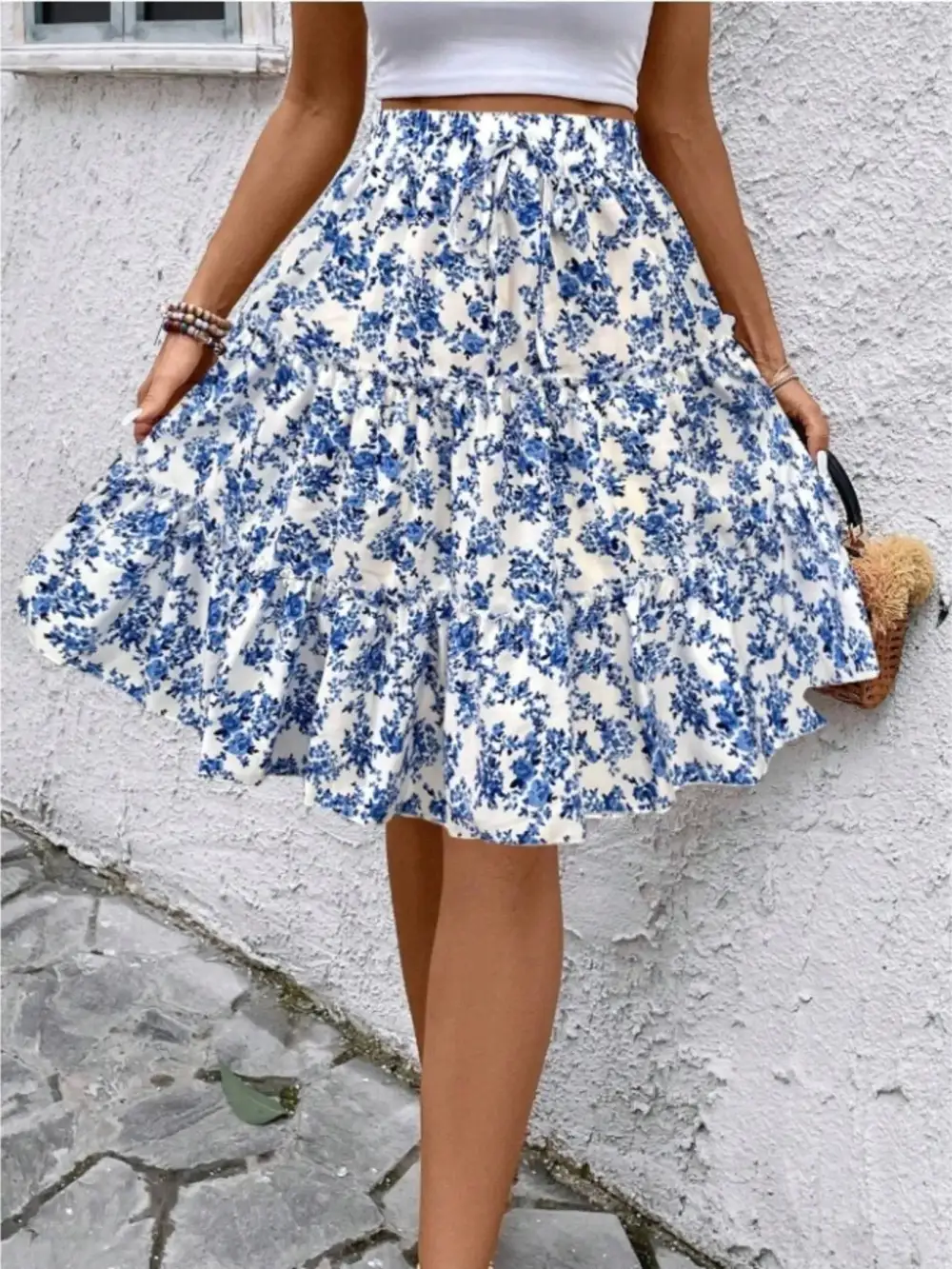 Everyday Floral Print Midi Skirt