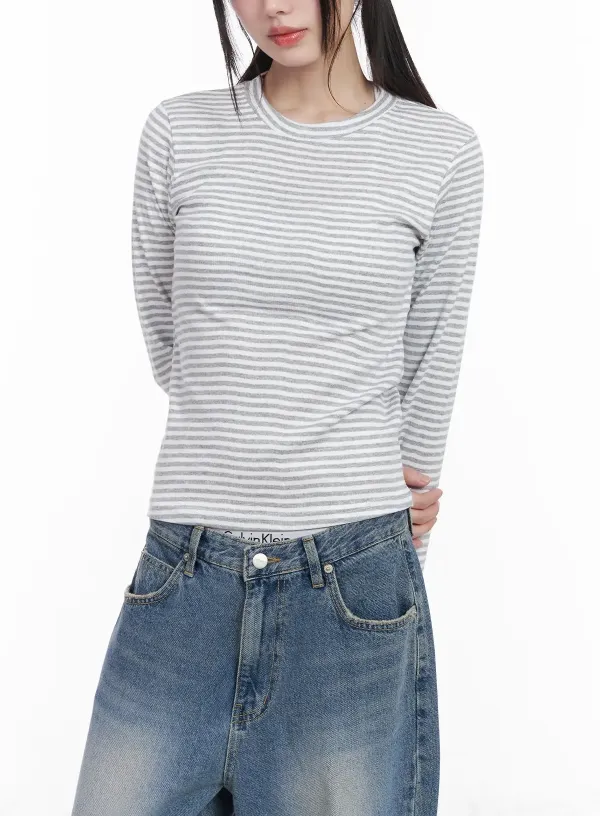 Slim-Fit Striped Long Sleeve Tee