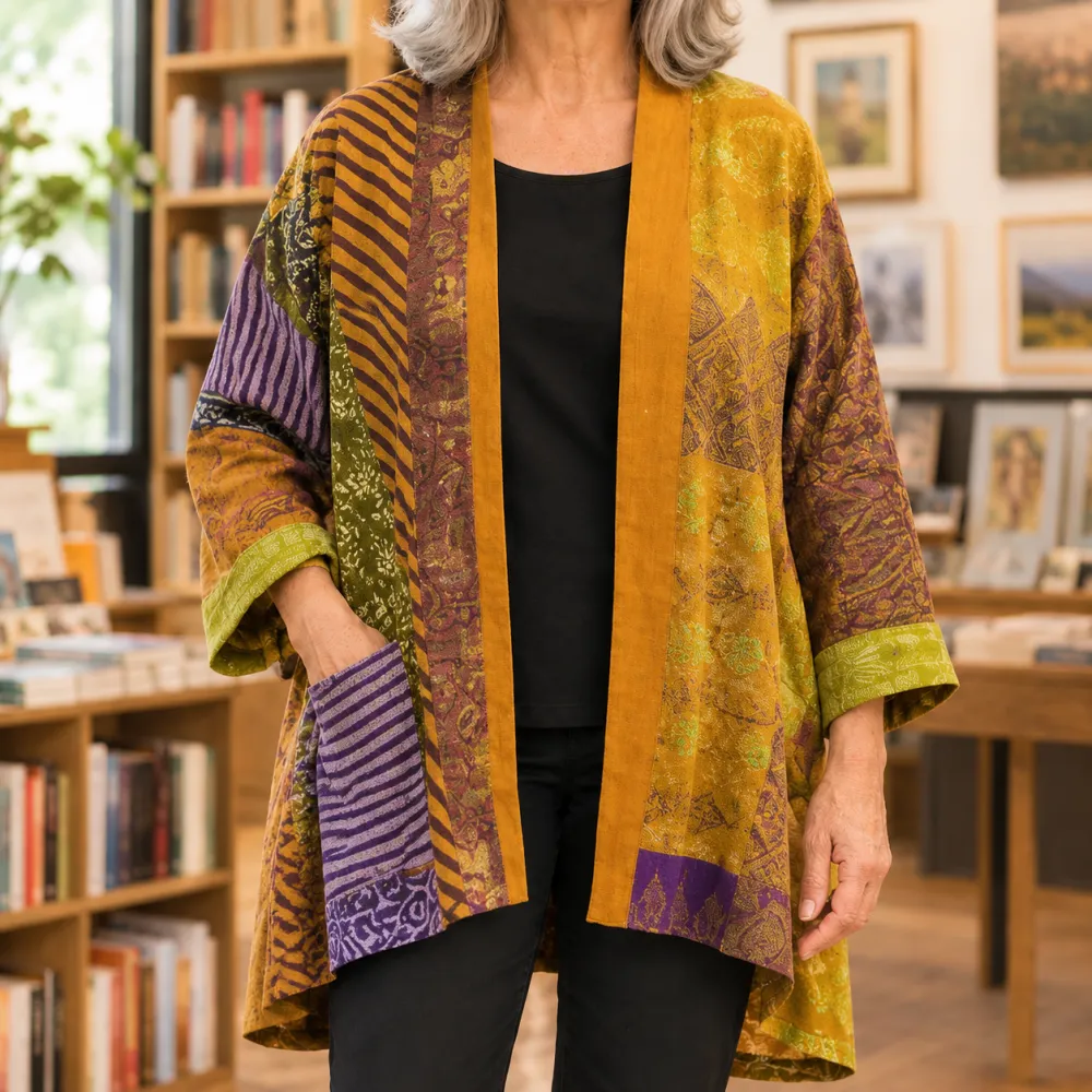 Patchwork Soft Knit Relaxed Cardigan
