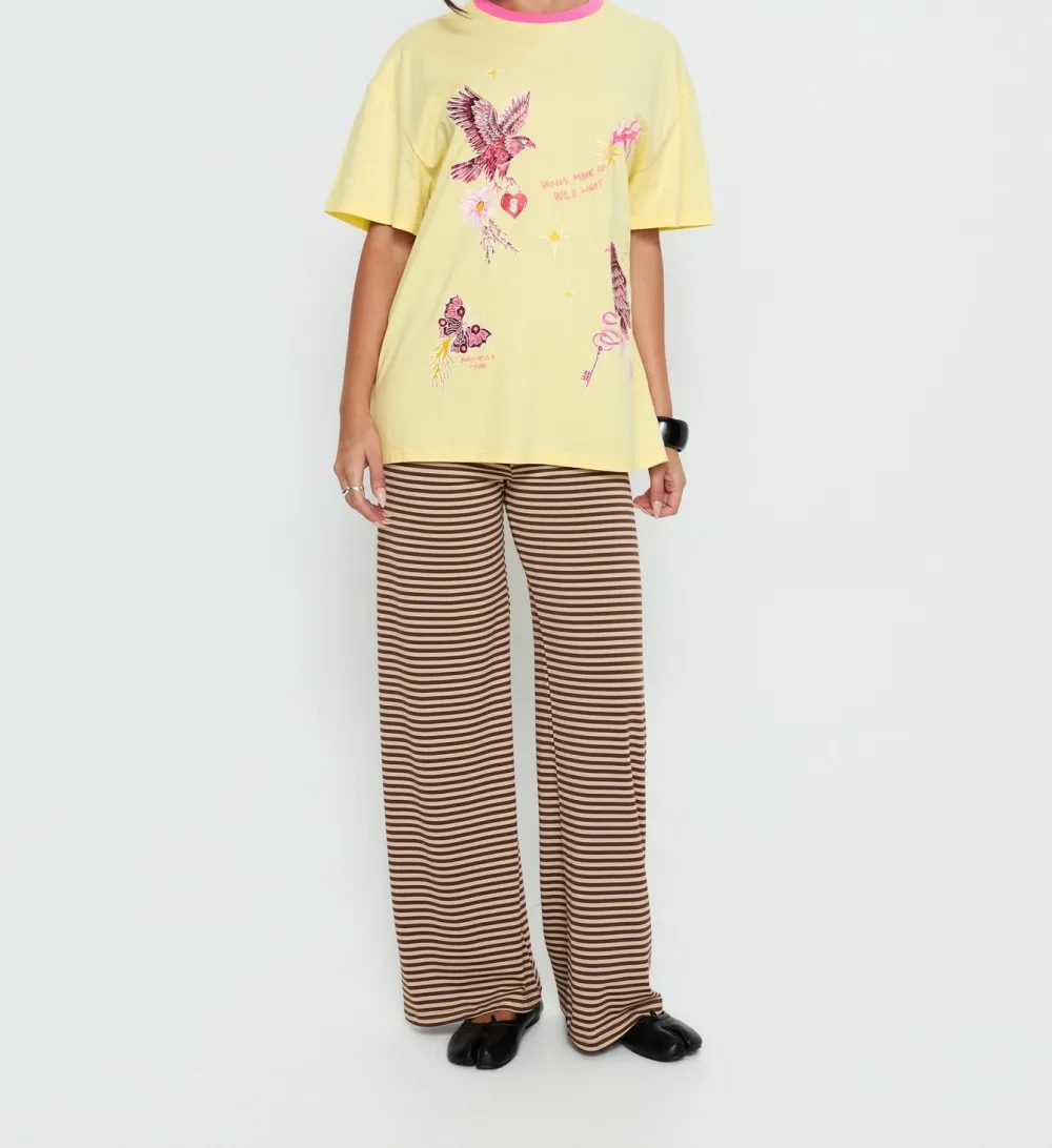 Yellow and Pink Oversized Graphic Tee