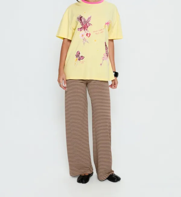 Yellow and Pink Oversized Graphic Tee