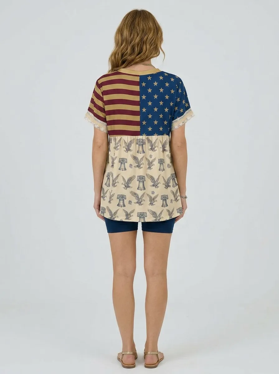 Women's USA 250th Anniversary Eagle Liberty Bell Printed Outfit Set