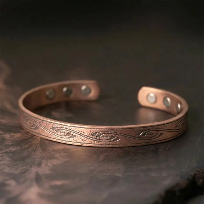 Spiral Pattern Copper Adjustable Bangle Bracelet
