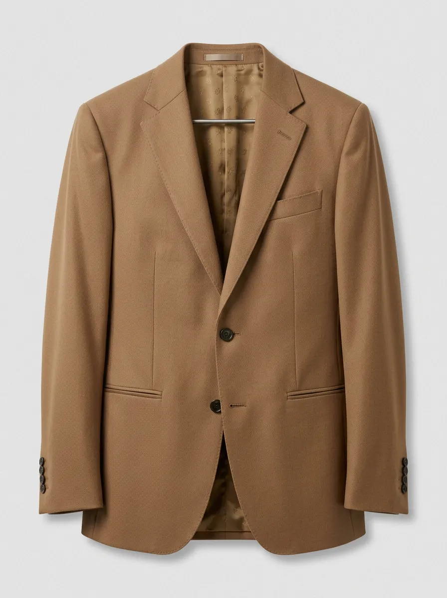Men's Camel Two-Button Tailored Blazer